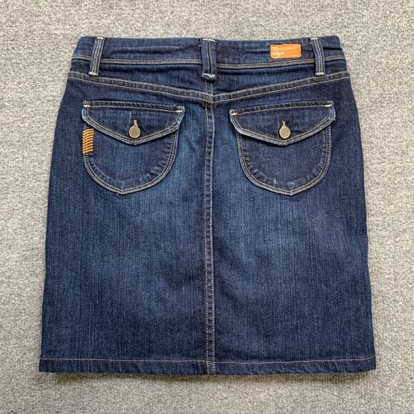 Paige Skirt Womens 25 Denim Pico Round Flap Back Pockets Straight Stretch Jean - Picture 6 of 10